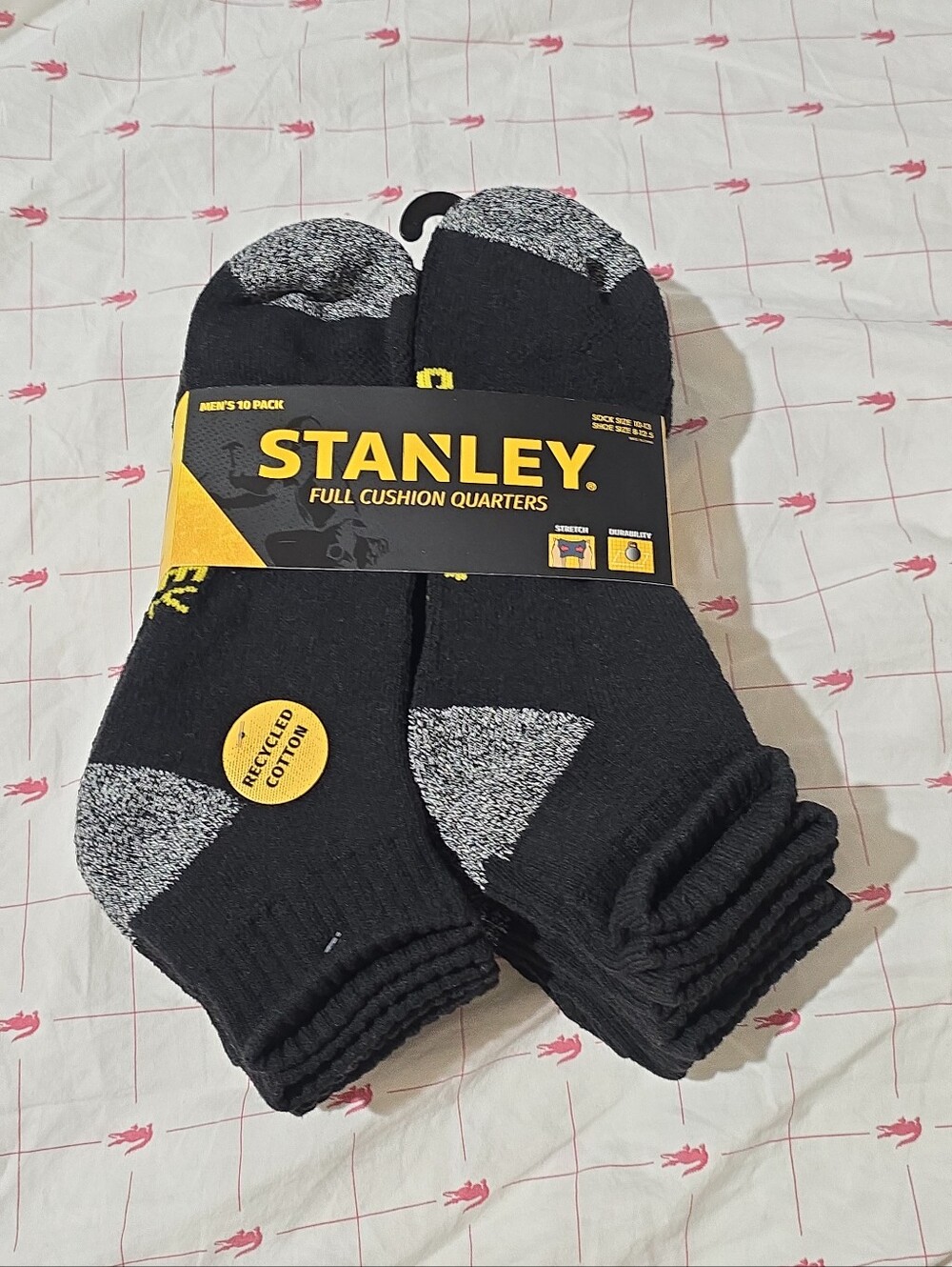 NWT Stanley Full Cushion Quarters Recycled Cotton Socks Men 10 Pack OS Black